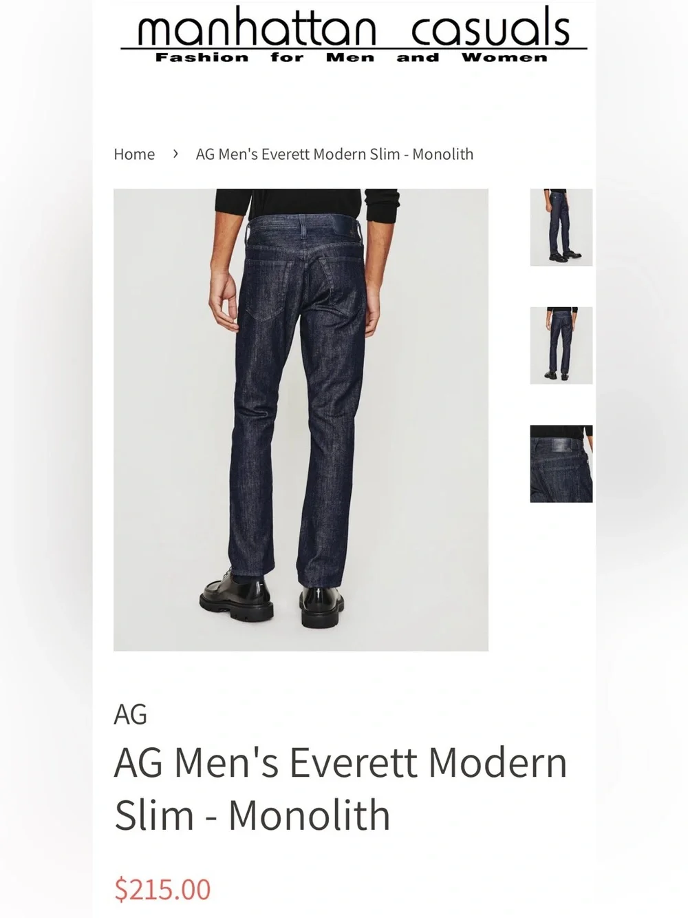 AG ADRIANO GOLDSCHMIED — Men’s Slim Straight Everett Jean